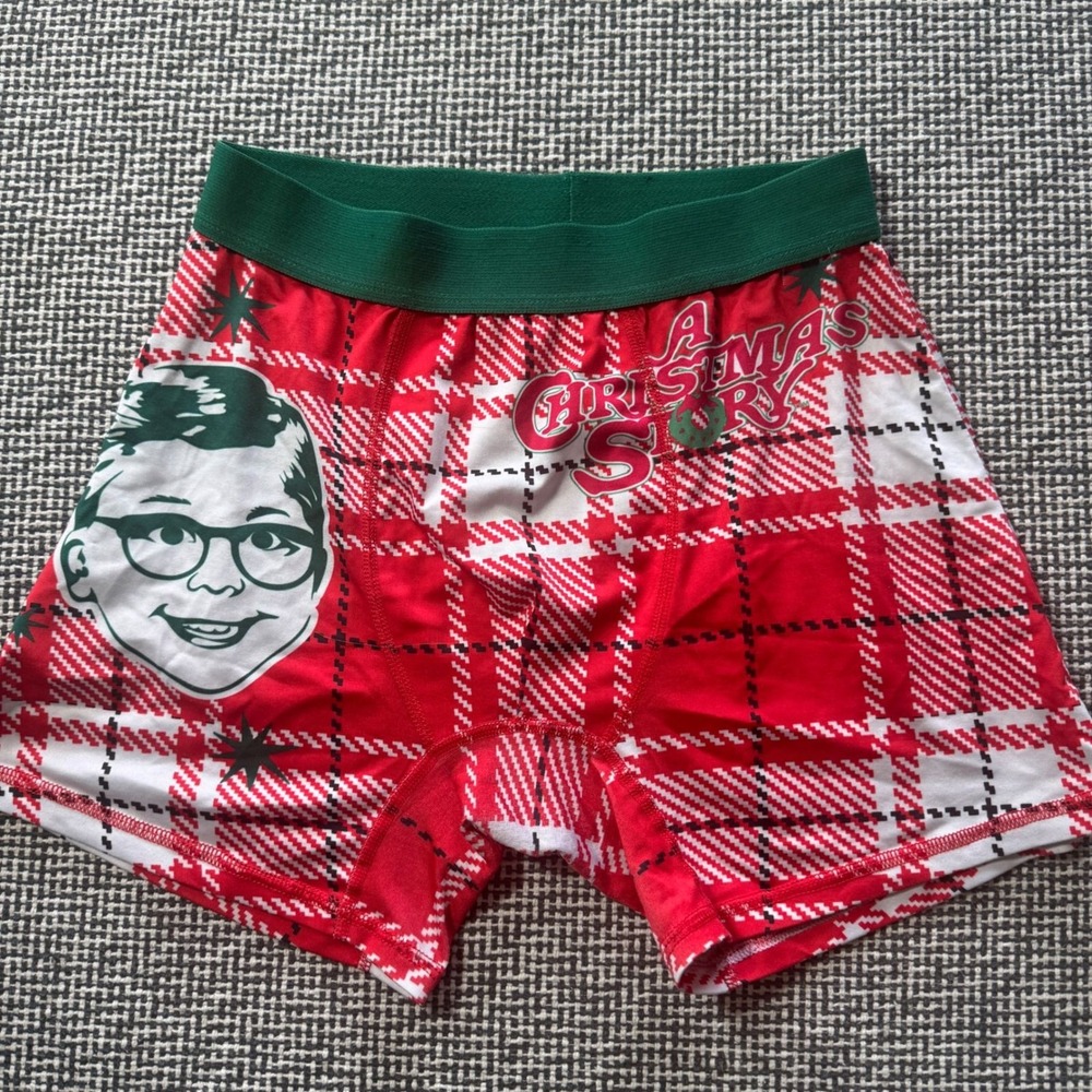 A Christmas Story Mens Boxer Briefs Red Plaid Ralphie Graphic Size Small S